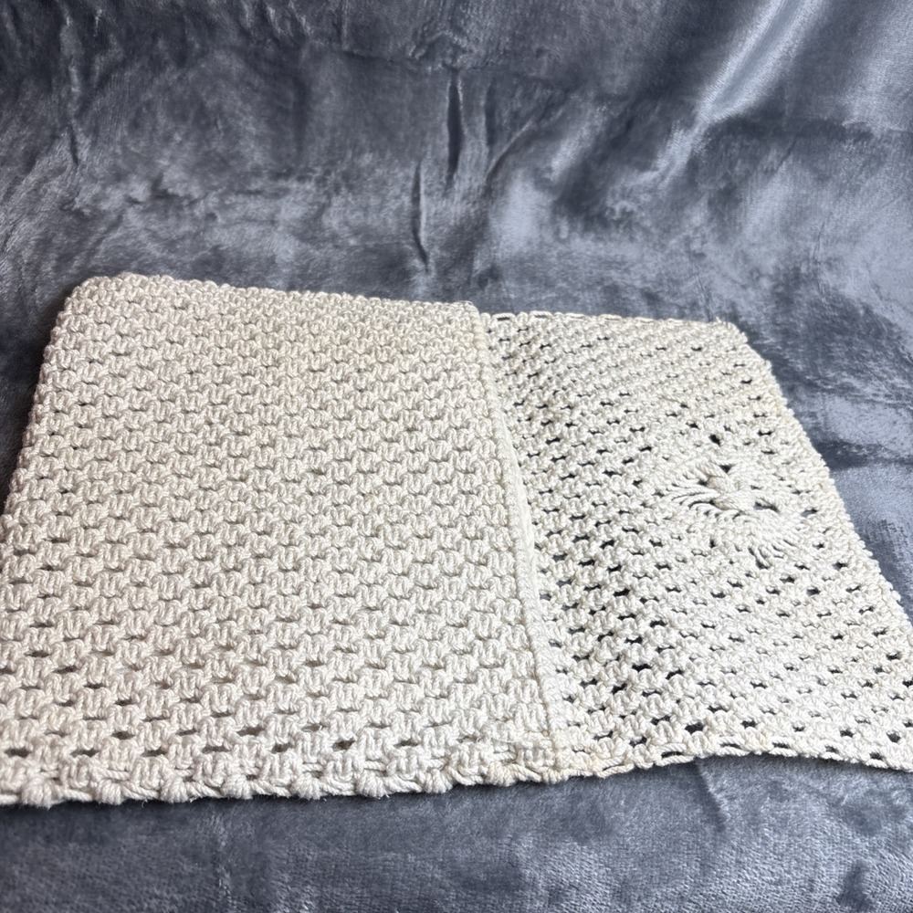 Vintage Macrame Clutch Mister Ernest Cream Cotton Boho 70s Handbag Wallet - Picture 14 of 16